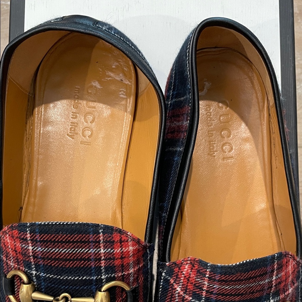 Gucci Men's Red and Black Plaid Loafers - Picture 3 of 8